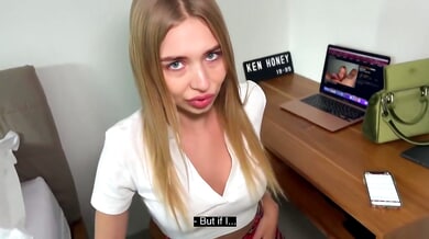 Russian blonde in red plaid skirt gets taken from behind after school reprimand