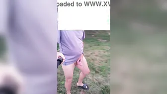 Solo guy jerking off outdoors in public nature exhibition