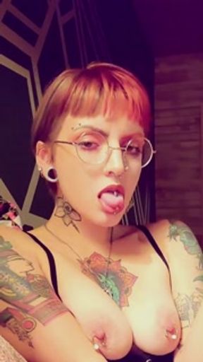 Tattooed petite smoking freak loves her husbands cock.