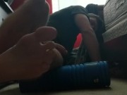 Massaging my legs and back nude after workout