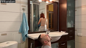 Mouth Instead Of A Trash Can For Toothbrushing Spitting And Nail Dust Watered By The Golden Shower Of Mistress Kira