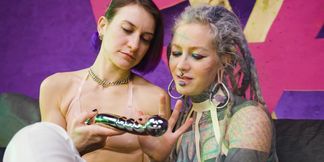 High Heeled Latex Lesbians Destroy Anal Holes with Metal Toy - Gaping ATP