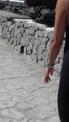 BEACH ADVENTURE. perfect tits & big ass exposed in public gets fucked after topless .mp4