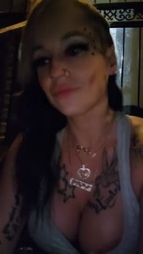 Smoking babe KandyxB with a titty peek, part 2