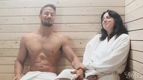 TRANS ANGELS - Skyy Can&#039;t Help Checking Bailey Archer&#039;s Curves In The Sauna While His Gf Sits Next To Him