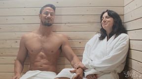 TRANS ANGELS - Skyy Can&#039;t Help Checking Bailey Archer&#039;s Curves In The Sauna While His Gf Sits Next To Him
