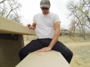 Pissing my black pants and white briefs at 4 public parks