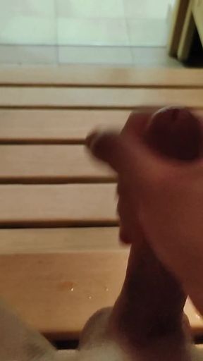 Young Skinny White Boy Jerking in the Sauna