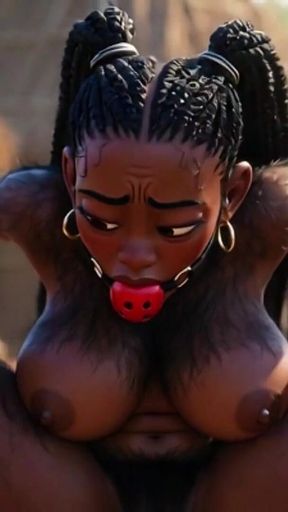 African Black Hairy Woman in Bondage - Waiting to Be Fucked by Tribe