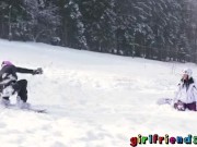 Girlfriends Snowboarding babes licking sucking and fingering tight pussies