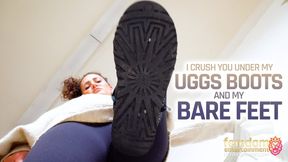 I'll crush you under my UGGs boots and under my bare feet! ( Giantess Feet with Anastasia S ) - FULL HD MP4