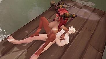 Elf gets Blowjob on the Dock - Warcraft Parody