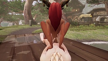 Elf gets Blowjob on the Dock - Warcraft Parody