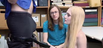 Sensual woman screws guard while her friend watches