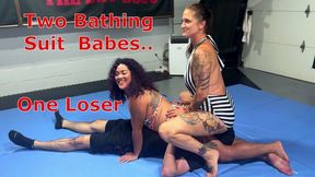 Two Bathing Suit Babes One Loser - Kim Chi And Autumn Bodell Double Domme Mixed Fighting With Scissoring and Facesitting MOBILE