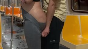 student girl gets cum on new york subway train.