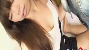 Asian bombshell flooded with cum after a wild smash session