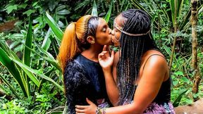 African festival outdoor lesbian make-out