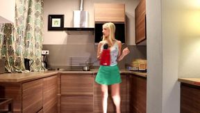 Short Skirt Latina Flashes Legs & Panties