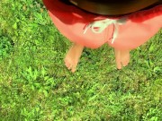 Twink pissed in swim trunks at the public