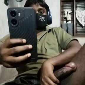 Indian man showing big dick on video call masterbating