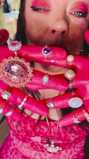 All In Pink! The Fabulous Smoker Tina Snua Wears Pink Latex Gloves &amp; Rings &amp; Smokes A cigarette For You