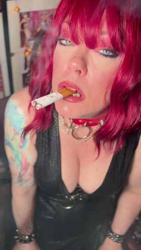 Goth Girl Tina Snua Joins 2 Cigarettes Together &amp; Gives You A Smoke Show - Smoking Smoker