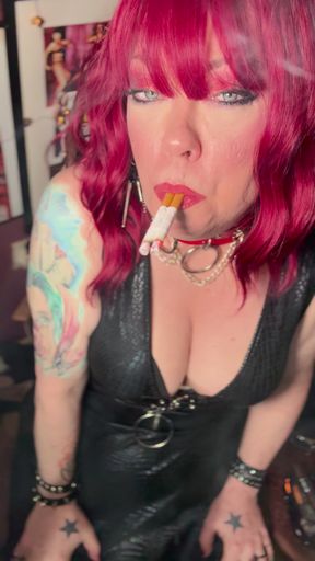 Goth Girl Tina Snua Joins 2 Cigarettes Together &amp; Gives You A Smoke Show - Smoking Smoker