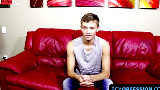 Totally Tubular Twink Ups His Massive Hard Dick After Fake Interview Expose!