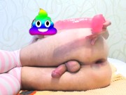 Sissy teen fucks himself and rubs clit till cums