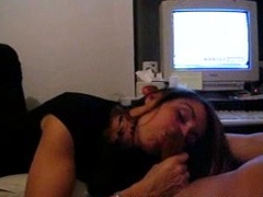 Homemade amateur riding cock cumshot swallow in lingerie