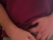 Jerkin off on a pizza in boxers