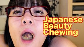 Japanese Beauty Chewing Sloppy mouth covered in saliva