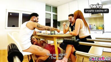 Brazilian wife strips after game with Portuguese husband and big dick