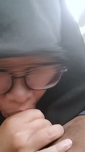 Naughty Hijab Girl So Horny, She Sucks Taxi Driver Cock in the Car Backseat - Minokiiko   Clip 1