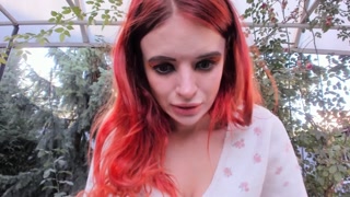 Redhead minx Aliska pisses outside