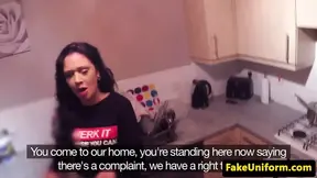 Cheeky chav amateurs sucking fake cops dick