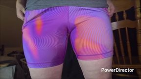 Squat over daddy’s mouth while leaking in my sweaty workout shorts