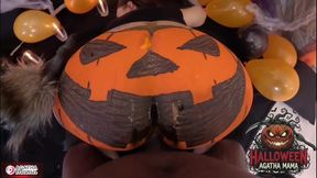 Agatha Mama on a BBC Fucking a Brazilian MILF's Halloween Jack O'lantern