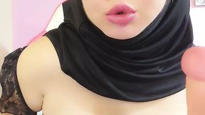 My stepsister in a hijab undresses my brother-in-law on camera