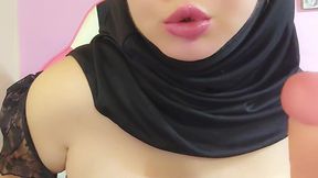 My stepsister in a hijab undresses my brother-in-law on camera