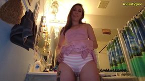 sinn sage pissing her panties and pink dress outside