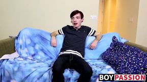 Interviewing twink and then getting him to stroke hard