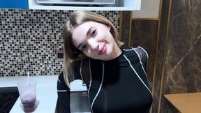 Before going for a walk, I brought her to a squirt and in her mouth ...