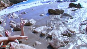 Petite brunette ass fucked on the beach