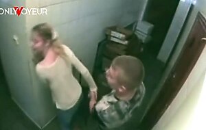 Public voyeur. hot blonde being baked hard in a bakery utility room
