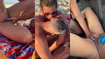 Dogging selvagem em vários lugares diferentes: praia, estacionamento, trilha e no carro