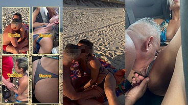 Dogging selvagem em vários lugares diferentes: praia, estacionamento, trilha e no carro