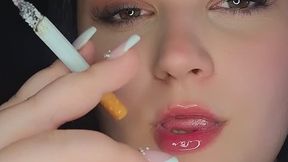 Close-Up glossy Lips & Two Cigarettes