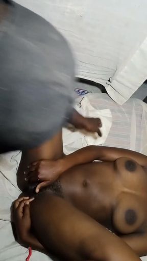 Black Busty Girl Gave Her Boyfriend a Missionary Sex While Her StepBrother Watches